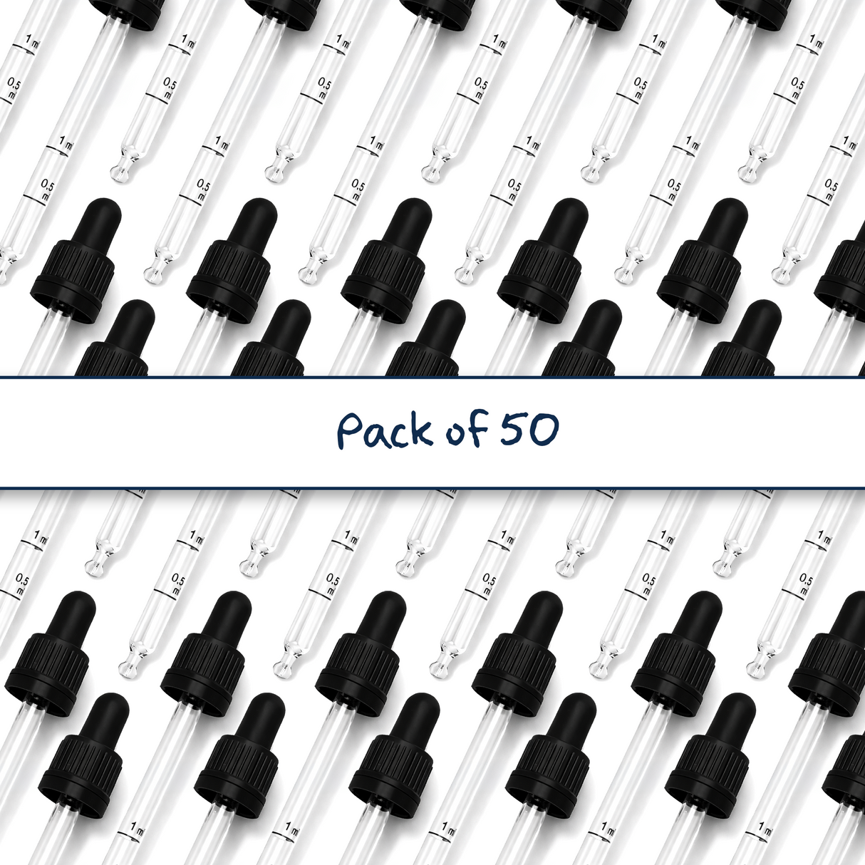 Black glass pipette droppers for cosmetic bottles, ideal for precise dispensing of serums, oils and skincare liquids ideal for 100ml bottles