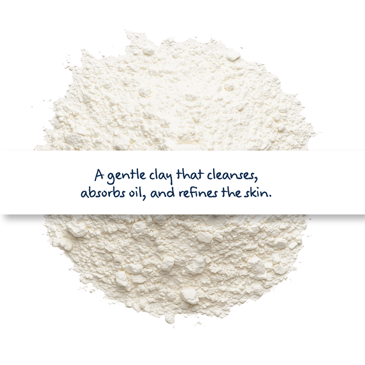 Kaolin Clay BP Grade in container, fine white cosmetic clay for face masks, skincare formulations, and gentle cleansing