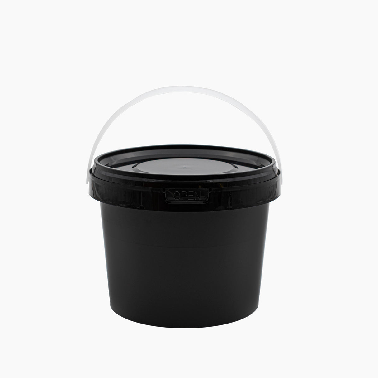 Black plastic bucket with lid – 1L size
