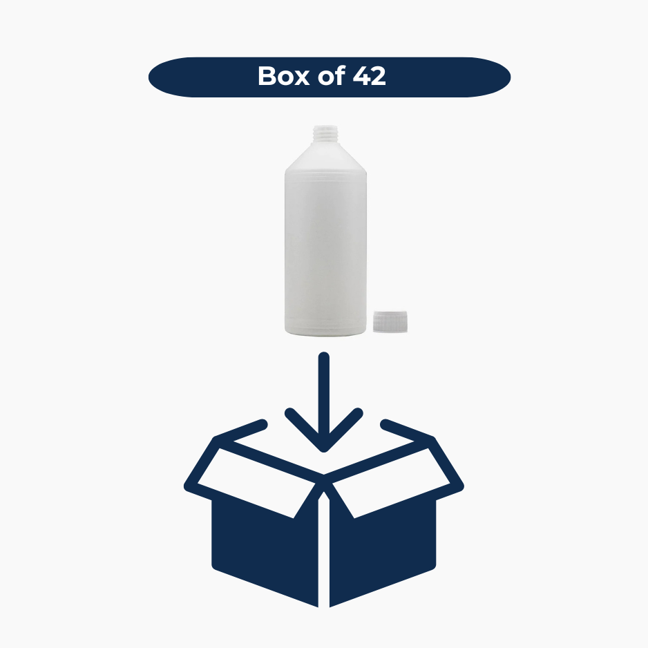 1L HDPE Bottle (28mm neck) - With Closure - Natural