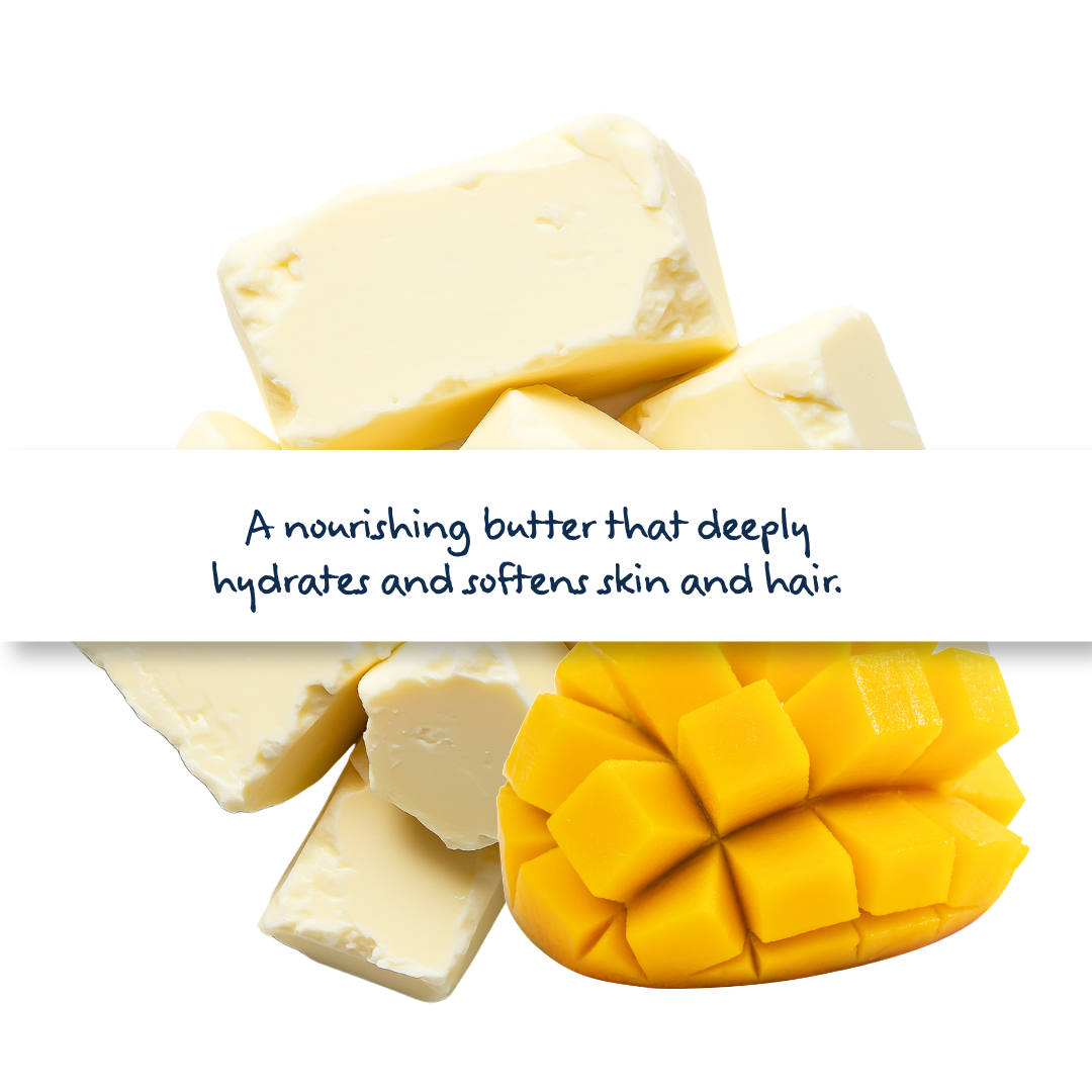Mango Butter cosmetic grade, lightweight and fast-absorbing butter used in skincare and hair care for moisturising and softening