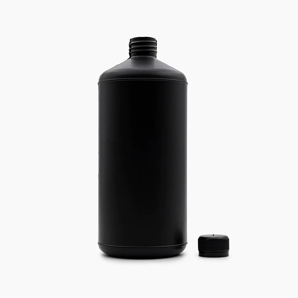 1L HDPE Bottle (28mm neck) - With Closure - Black