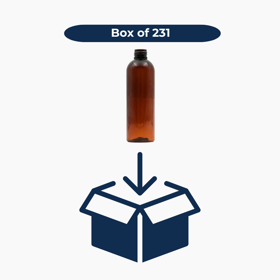 200ml PET Boston Tall Bottle (24mm neck) - No Closure - Amber