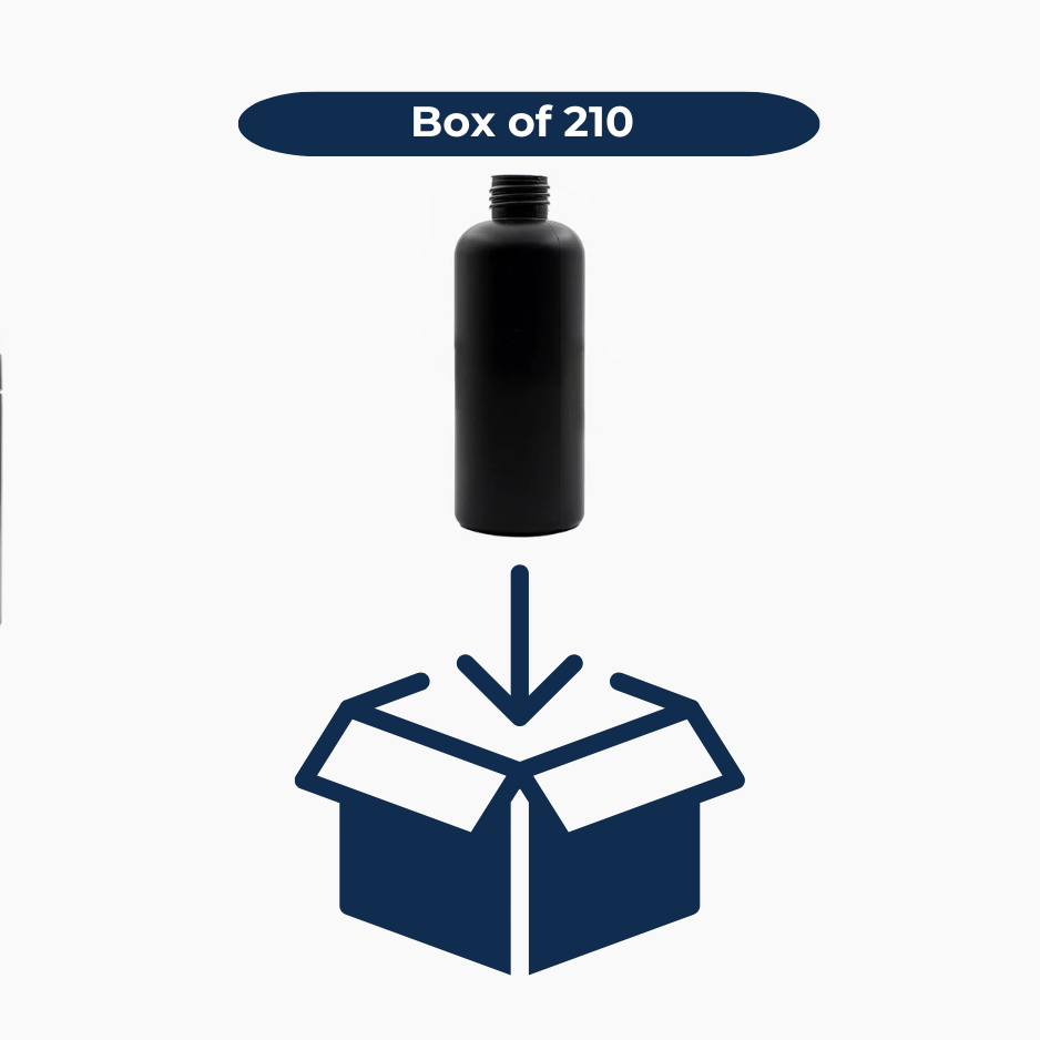 200ml HDPE Boston Bottles (24mm neck) - No Closure - Black
