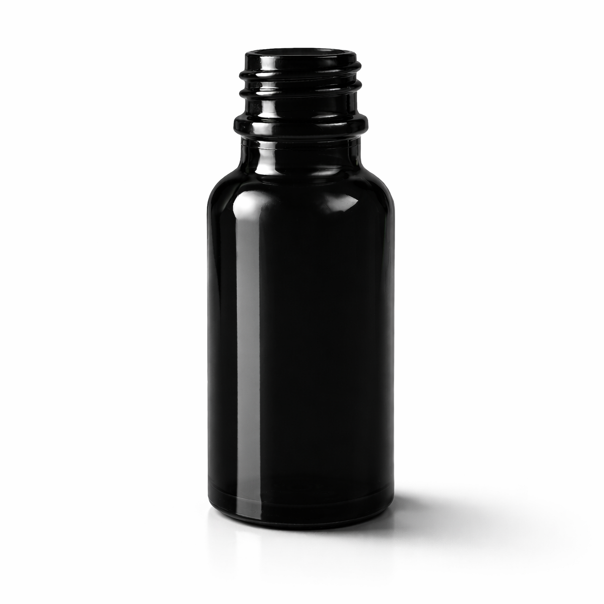 Black 20ml glass dropper bottle, empty cosmetic packaging for serums, oils and skincare formulations