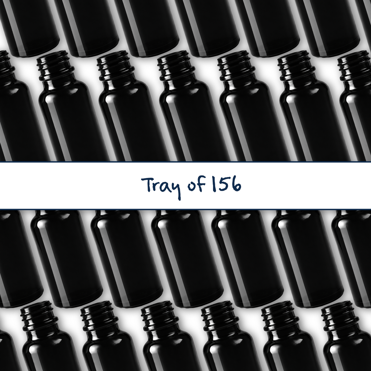 Collection of black 20ml glass dropper bottles, empty cosmetic packaging for serums, oils and skincare formulations