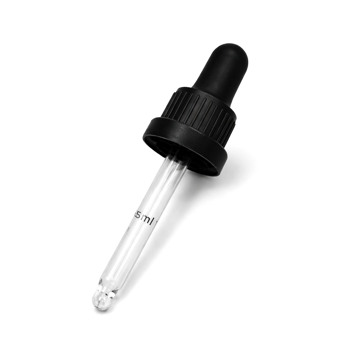 Black glass pipette dropper for cosmetic bottles, ideal for precise dispensing of serums, oils and skincare liquids ideal for 20ml bottles