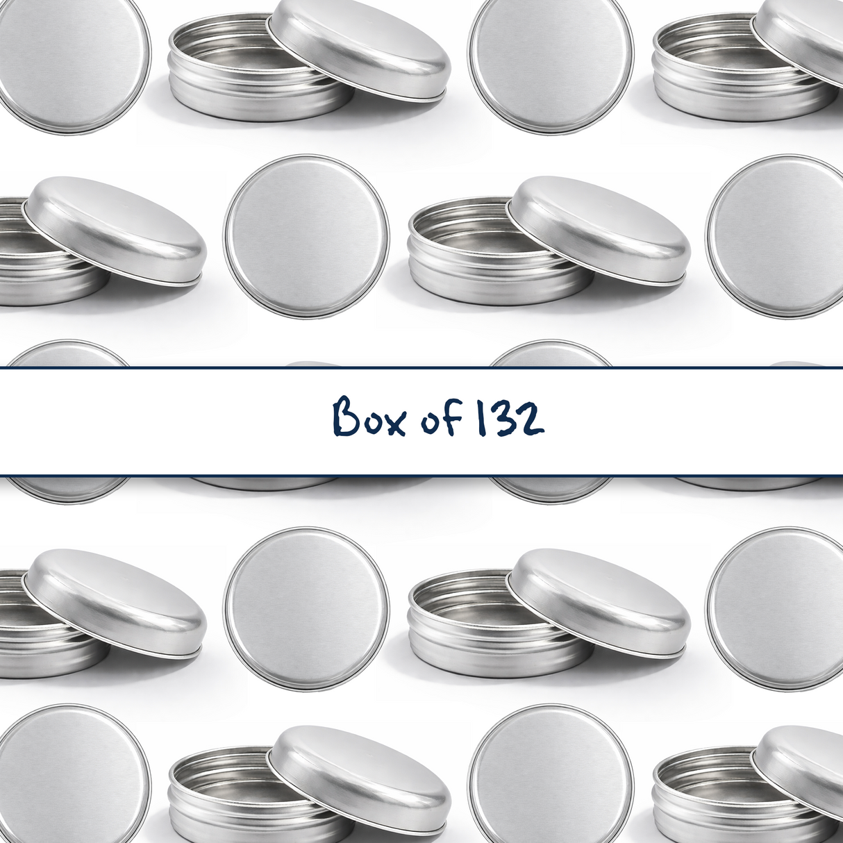 Collection of silver 20ml aluminium tin containers, cosmetic packaging for lip balms, creams, balms and skincare products