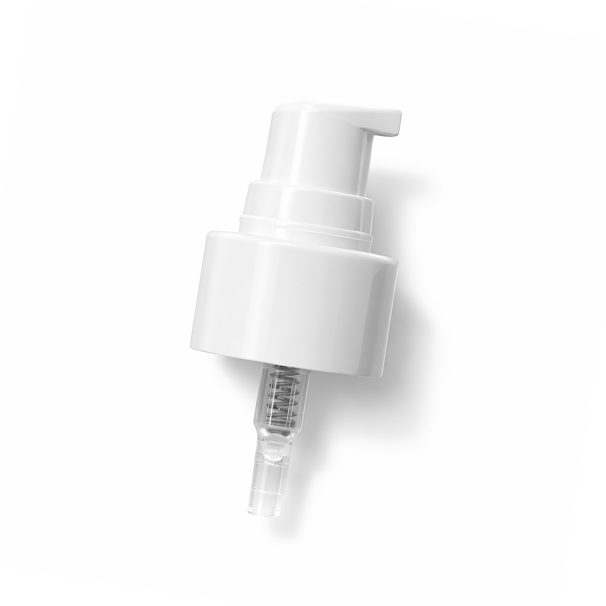 20mm white serum pump for cosmetic bottles, ideal for dispensing skincare serums, treatments and liquid beauty products