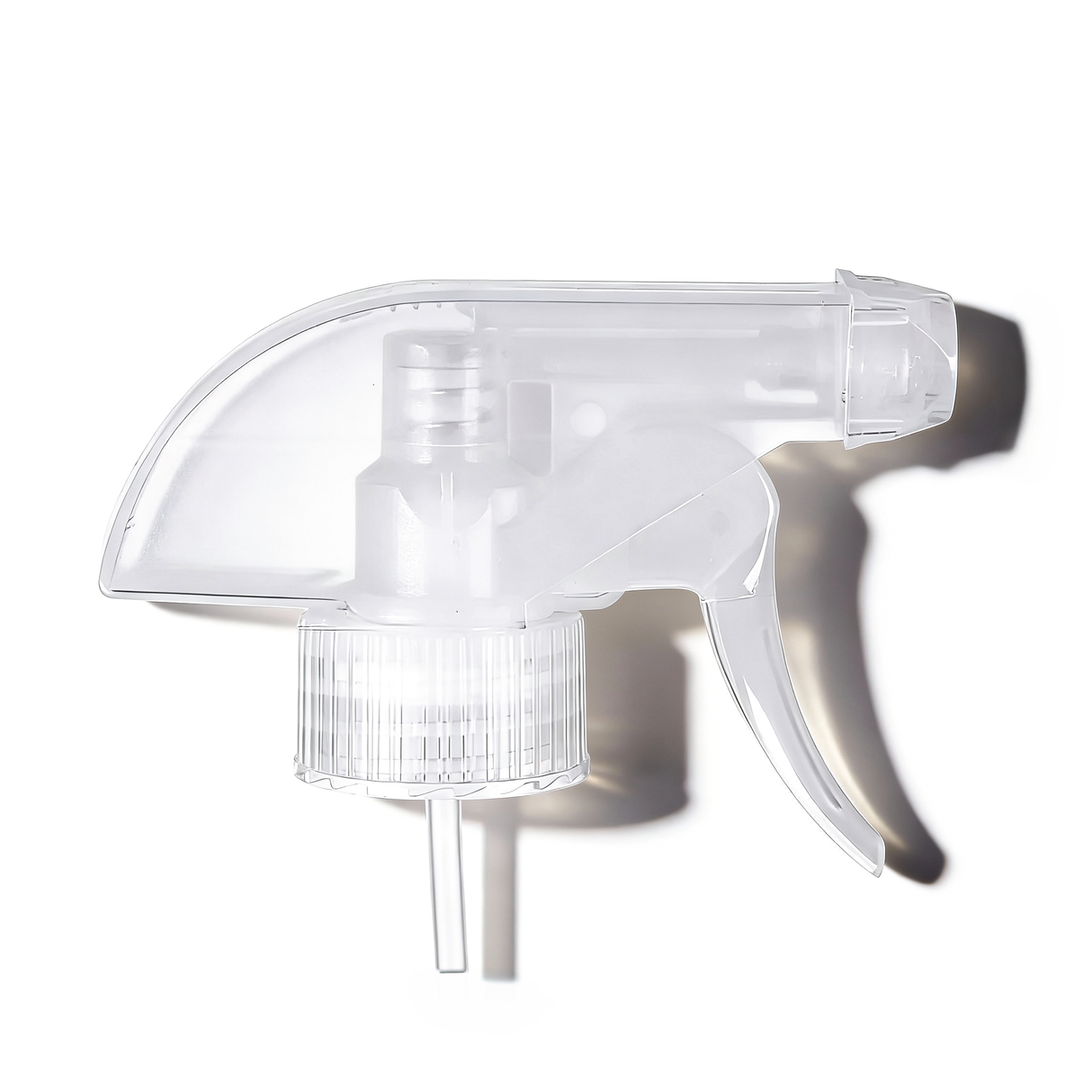 Clear 28 mm trigger spray closure for plastic bottles, ideal for dispensing cleaners, sanitisers, hair products and liquid personal care formulations
