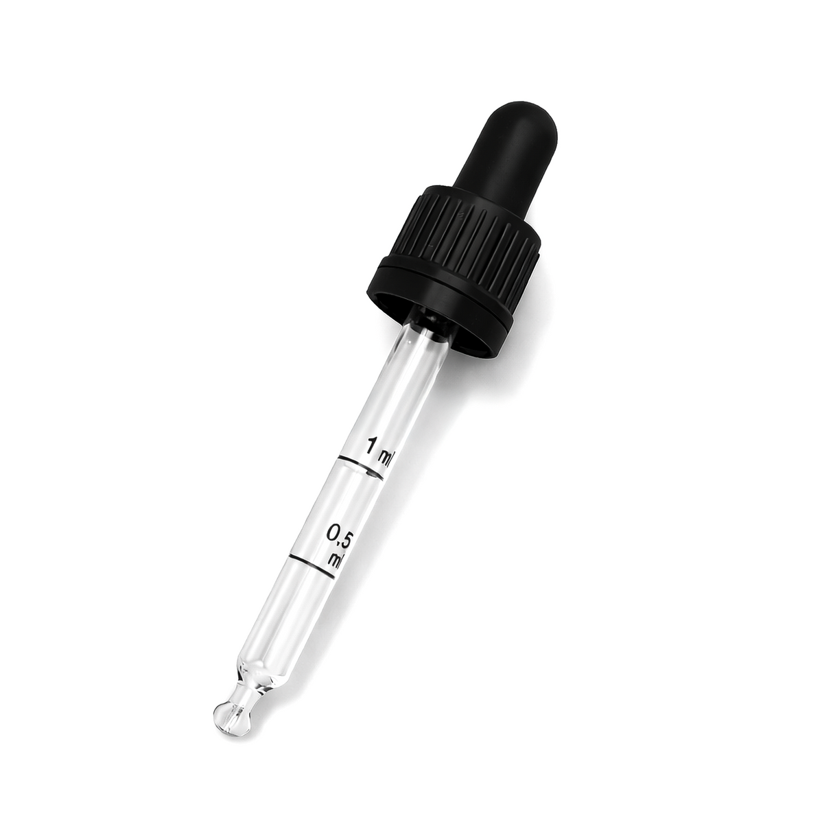 Black glass pipette dropper for cosmetic bottles, ideal for precise dispensing of serums, oils and skincare liquids ideal for 30ml bottles