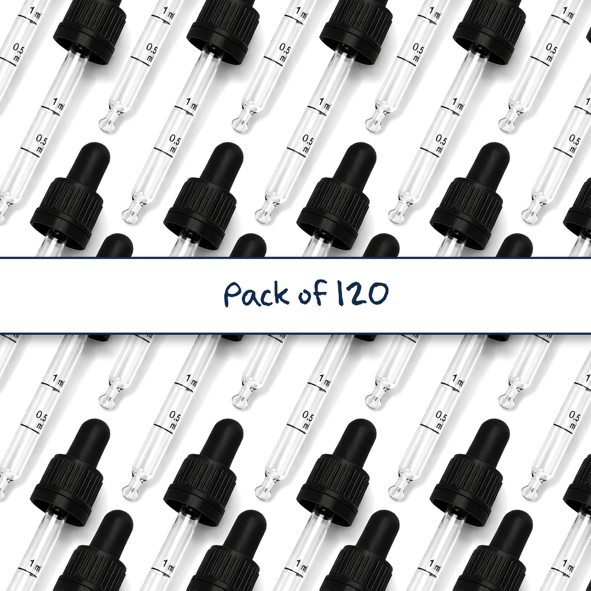 Black glass pipette droppers for cosmetic bottles, ideal for precise dispensing of serums, oils and skincare liquids ideal for 30ml bottles