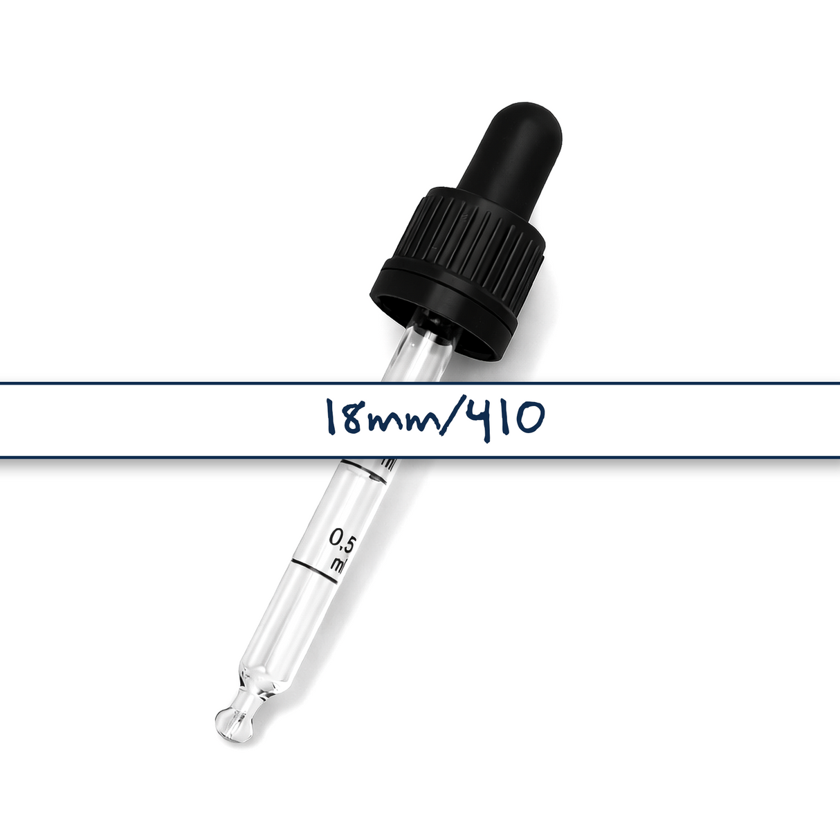 Black glass pipette dropper for cosmetic bottles, ideal for precise dispensing of serums, oils and skincare liquids ideal for 30ml bottles
