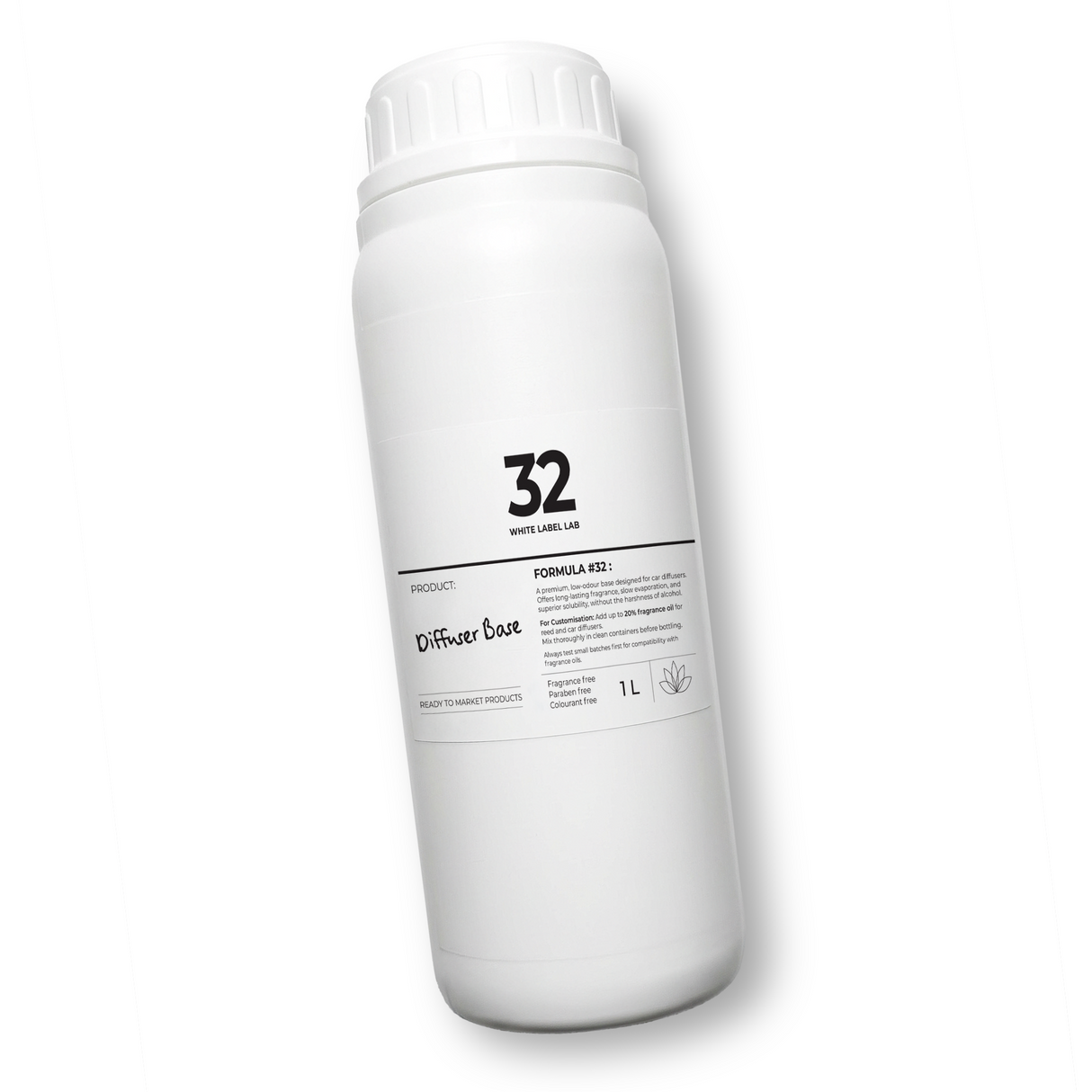 1 L bottle of Brightpack Diffuser Base for reed diffusers and custom fragrance blending.