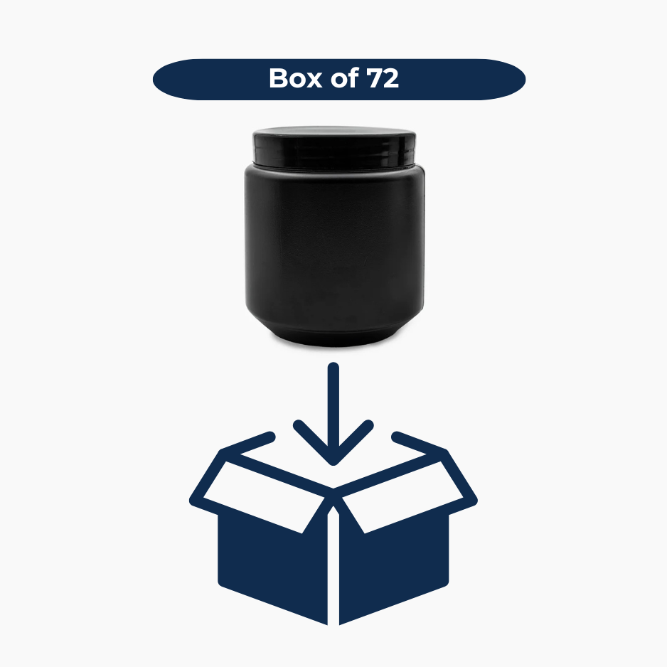 500 g HDPE Jar (85 mm neck) - With Closure - Black