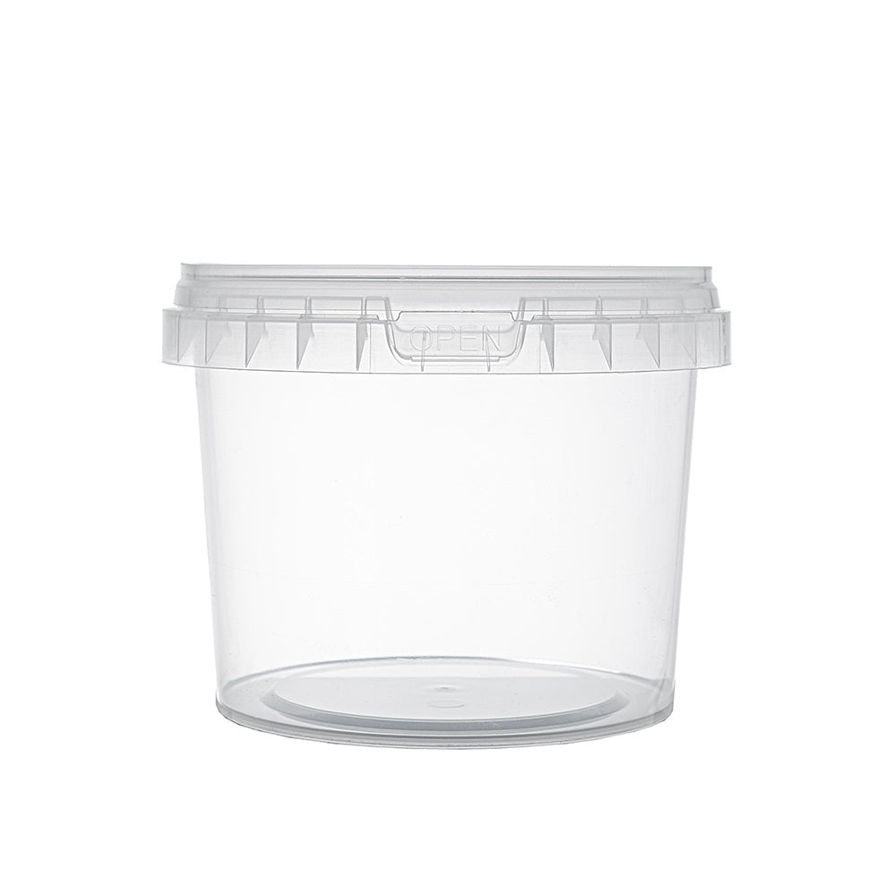Clear plastic bucket with lid – 500ml size