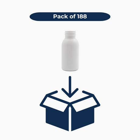 50ml HDPE Boston Bottle (24mm neck) - No Closure - White