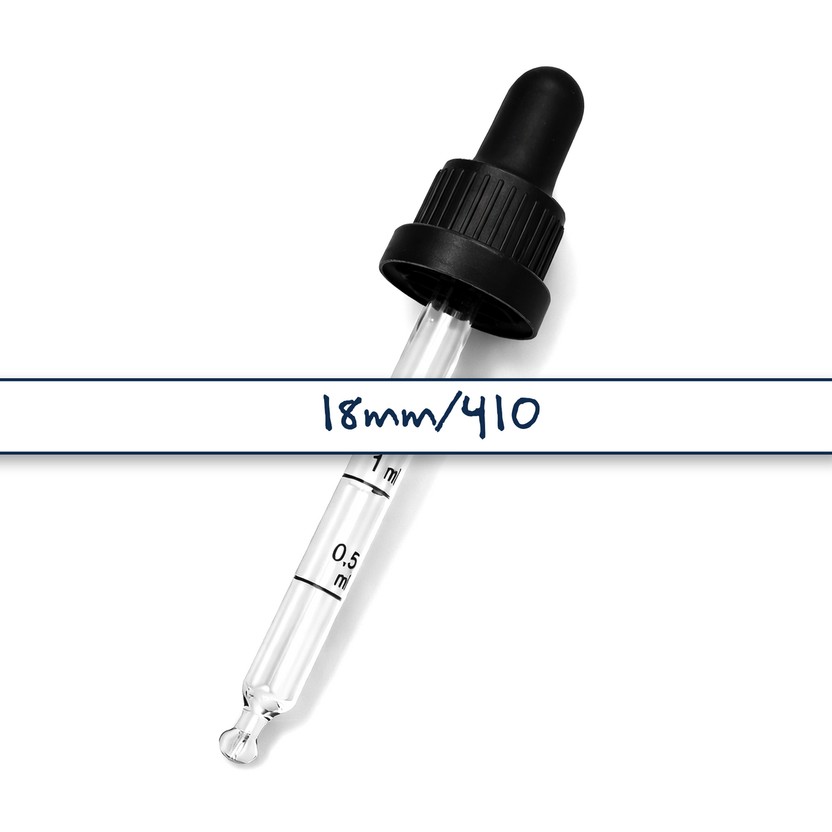 Black glass pipette dropper for cosmetic bottles, ideal for precise dispensing of serums, oils and skincare liquids ideal for 50ml bottles