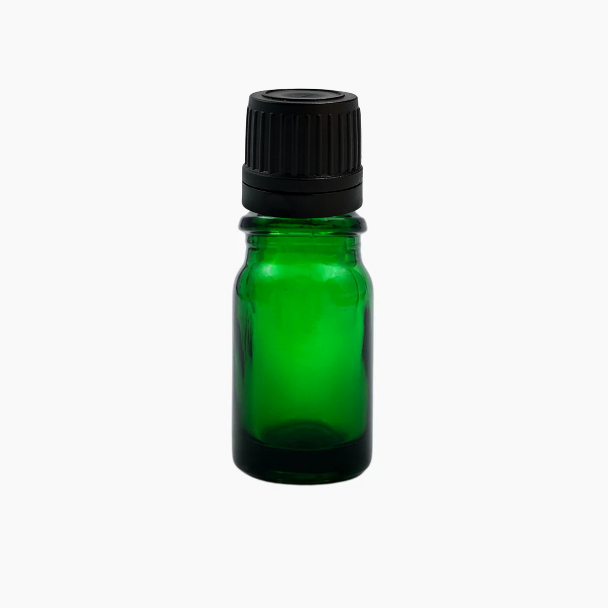 5ml green glass bottle with black dropper cap closure