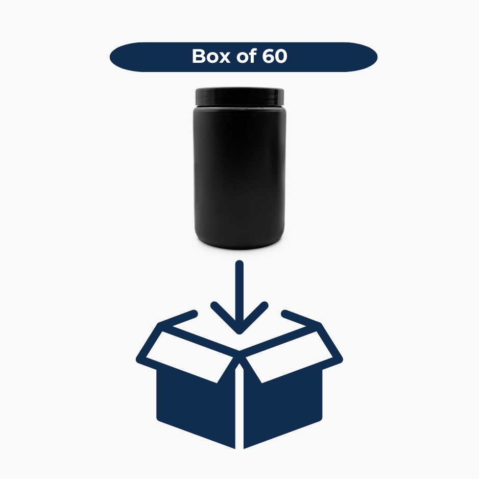 750 g HDPE Jar (85 mm neck) - With Closure - Black