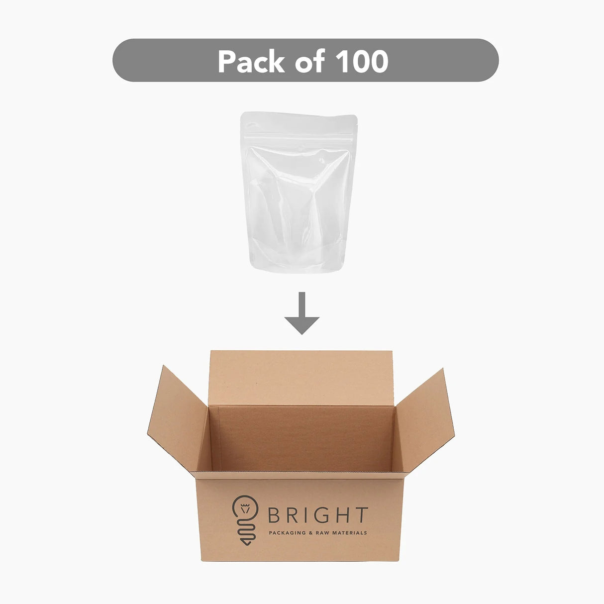 750ml Stand-Up Pouches (Zipper) - Clear - Pack of 100