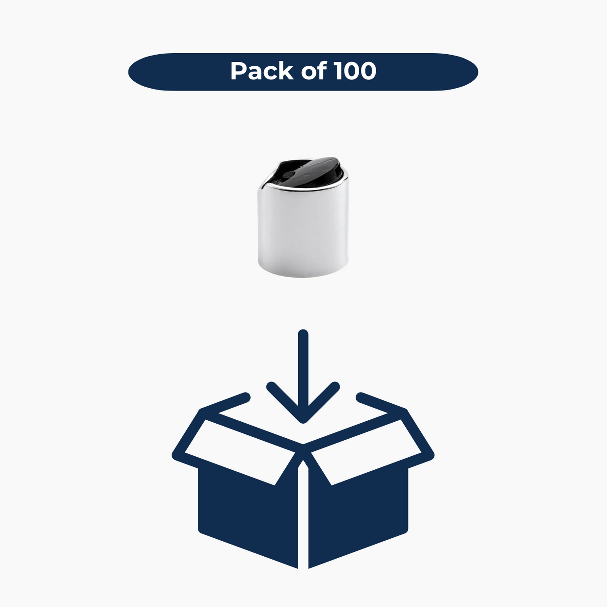 Silver Collar Disc Top Caps (24 mm) - Black