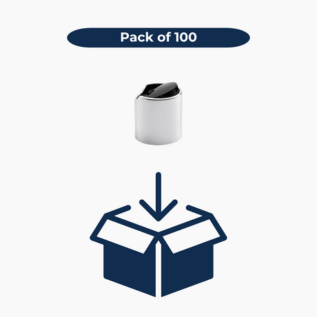 Silver Collar Disc Top Caps (24 mm) - Black