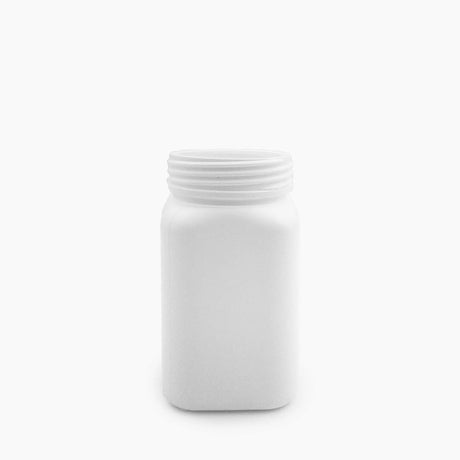 400 g  HDPE Square Jar (63 mm Neck) - No Closure - White