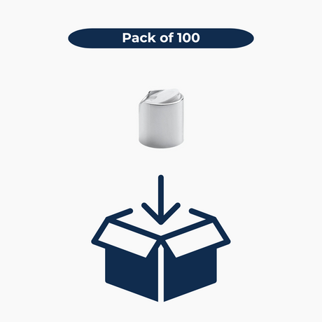 Silver Collar Disc Top Caps (24 mm) - White