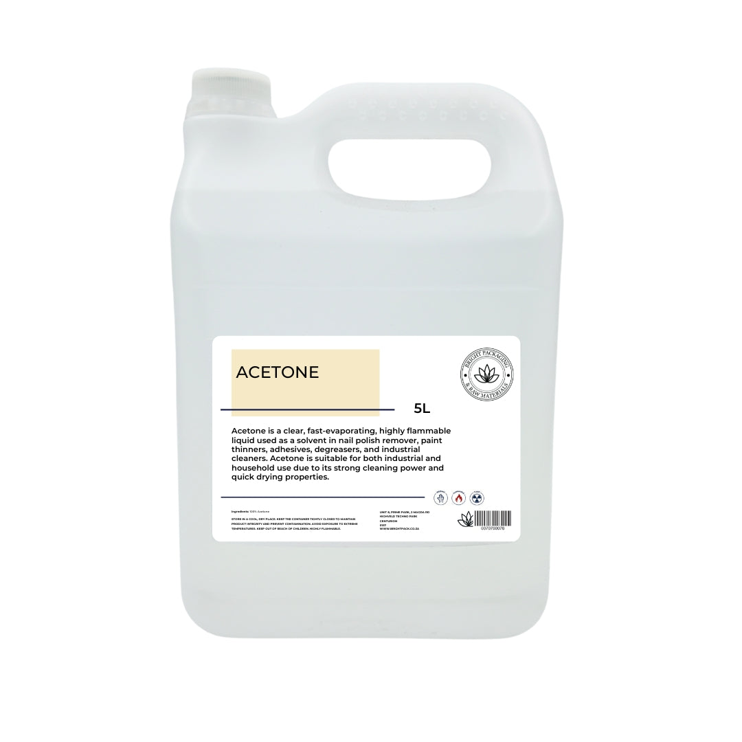 5L jerry can container with acetone on a white background