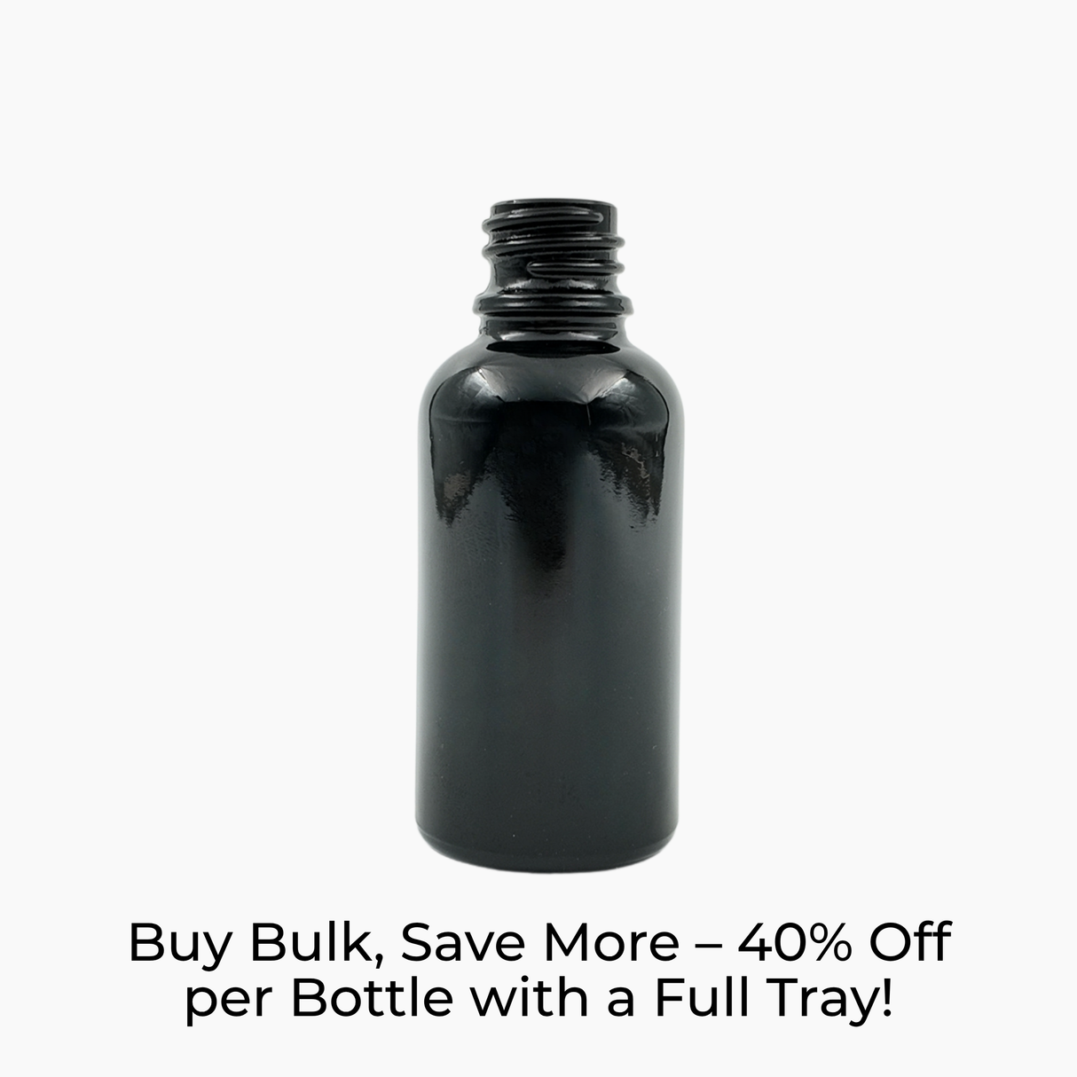 Black 30ml glass dropper bottle on white background with label text