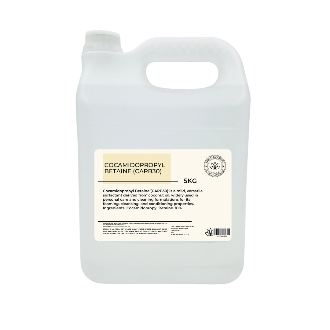 Large 5L jerry can container with a label - Cocamidopropyl Betaine on a white background
