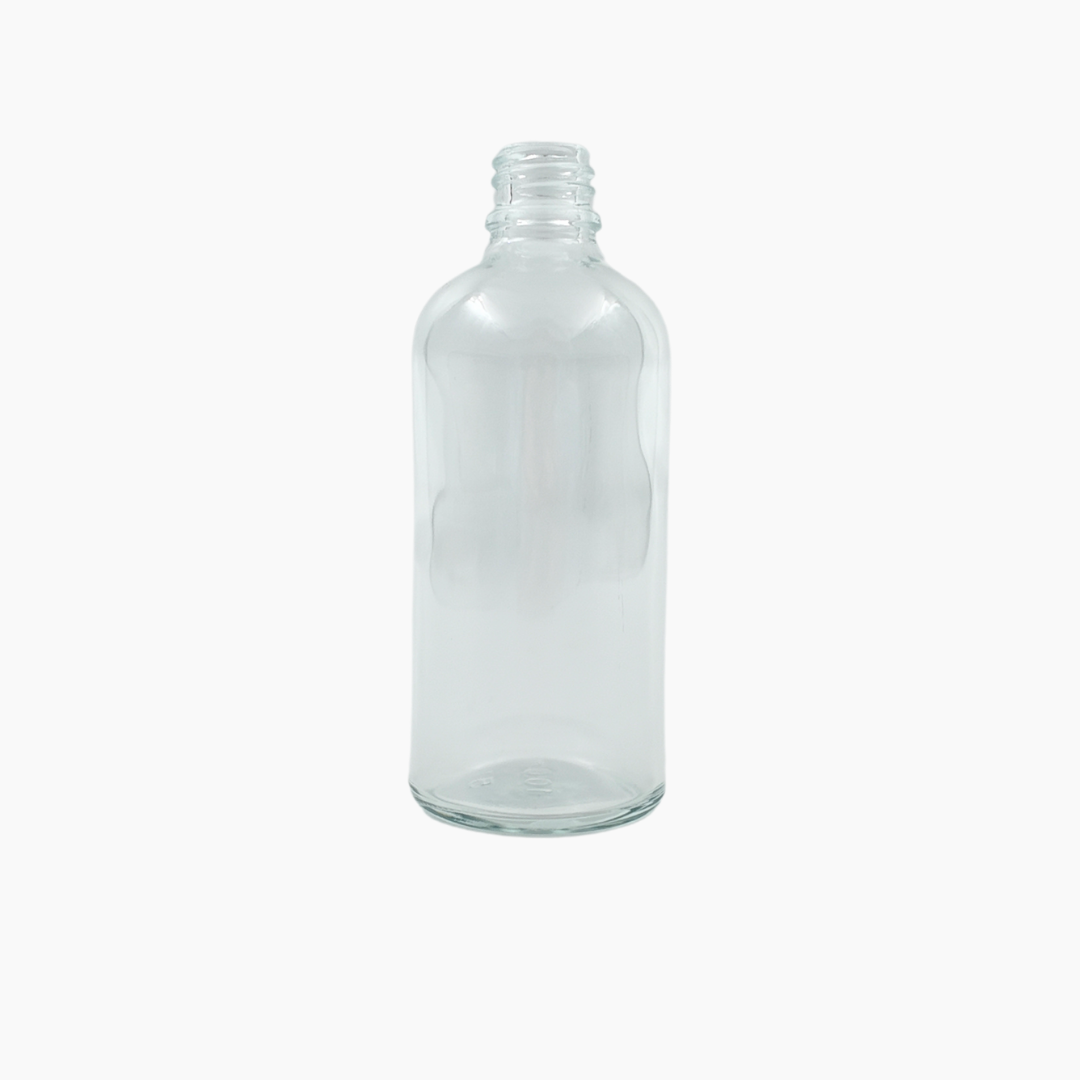 100ml Glass Dropper Bottle (18mm neck) - No Closure - Clear
