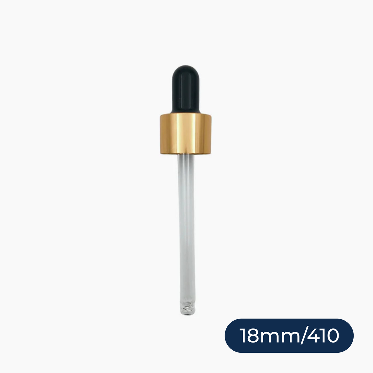 Gold Pipette Dropper (18mm) - Black - For 50ml Glass Bottle