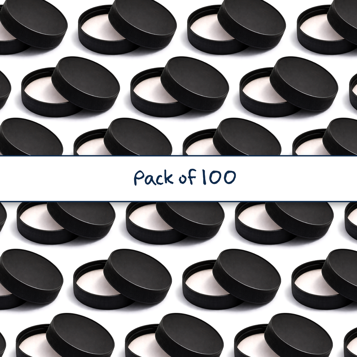 Multiple black 63 mm plastic jar lid for cosmetic jars, suitable for creams, balms and skincare packaging
