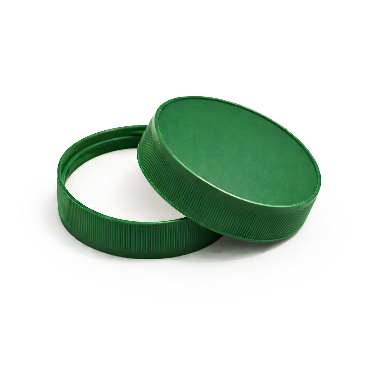 Green 63 mm plastic jar lid for cosmetic jars, suitable for creams, balms and skincare packaging