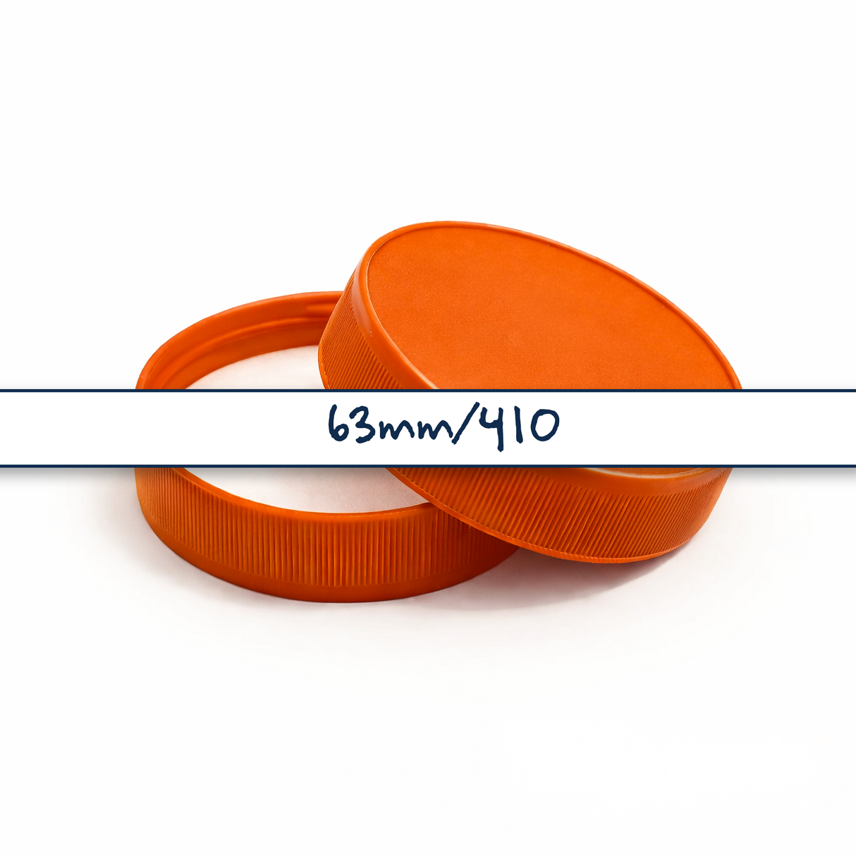Orange 63 mm plastic jar lid for cosmetic jars, suitable for creams, balms and skincare packaging