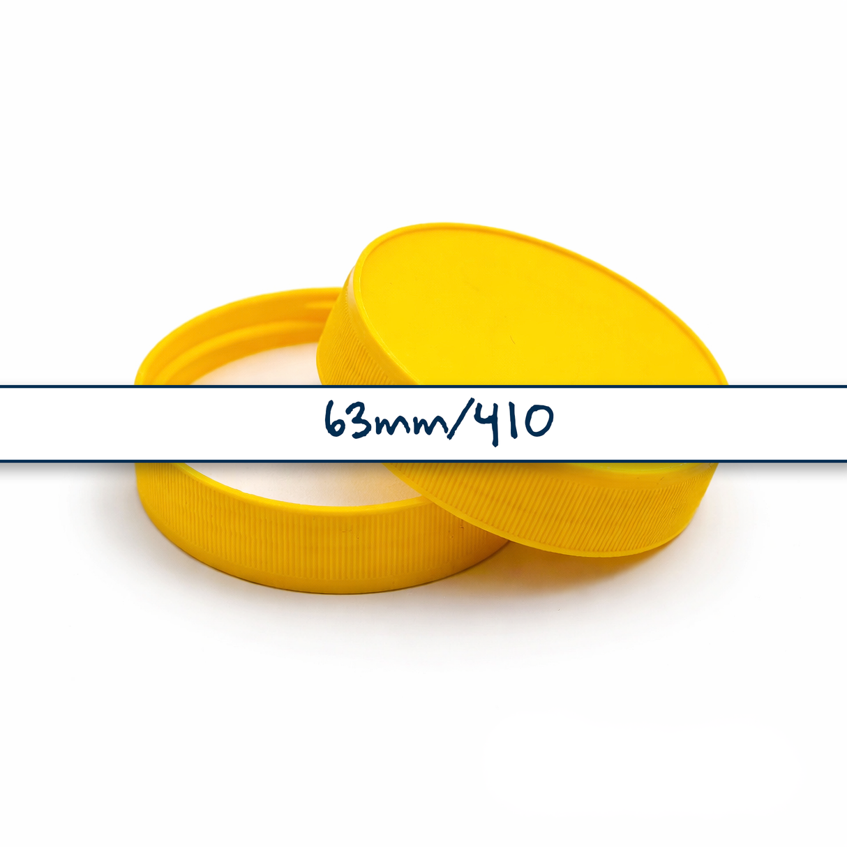 Yellow 63 mm plastic jar lid for cosmetic jars, suitable for creams, balms and skincare packaging
