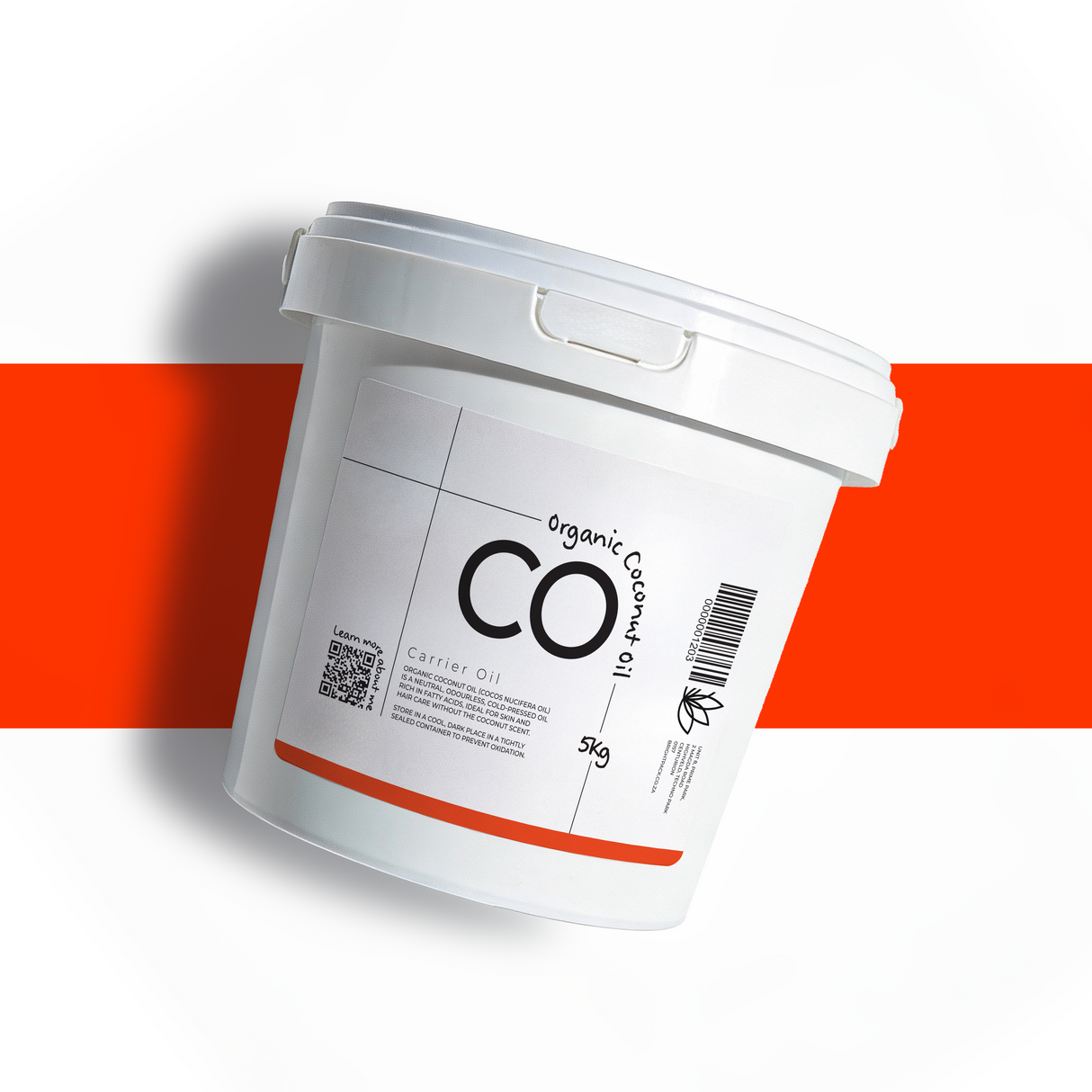 5Kg Organic Coconut Oil odourless cosmetic oil, refined to remove scent, rich in fatty acids for skin hydration and hair nourishment