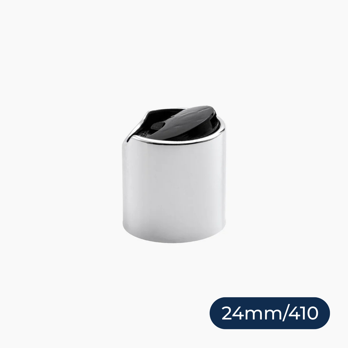 Silver Collar Disc Top Caps (24 mm) - Black