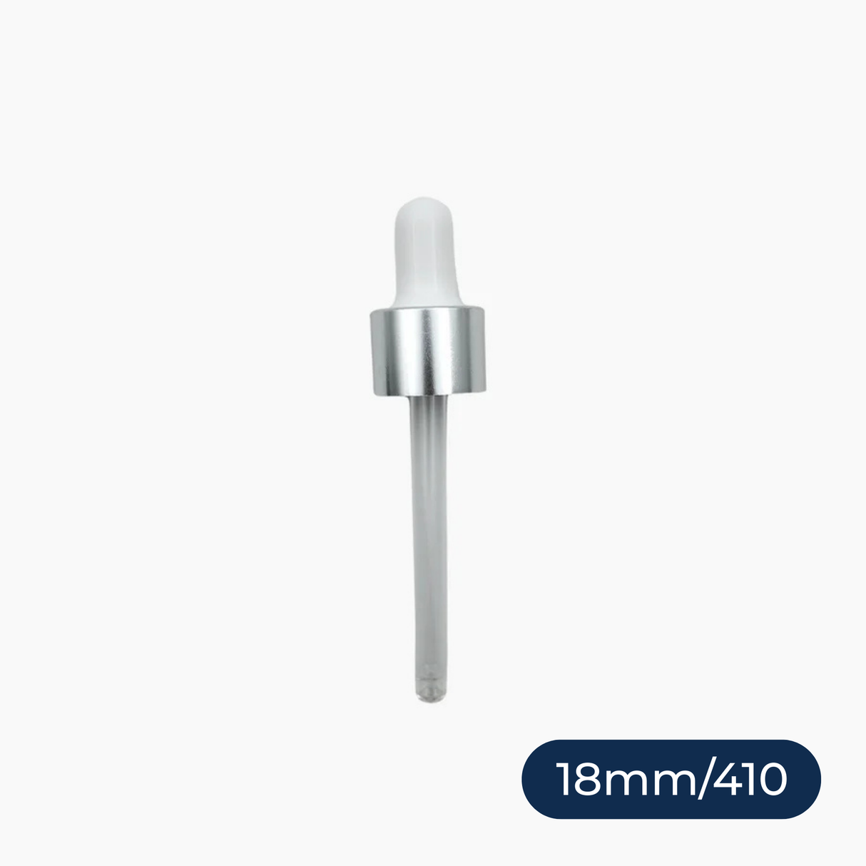 Silver Pipette Dropper (18mm) - White - For 30ml Glass Bottle