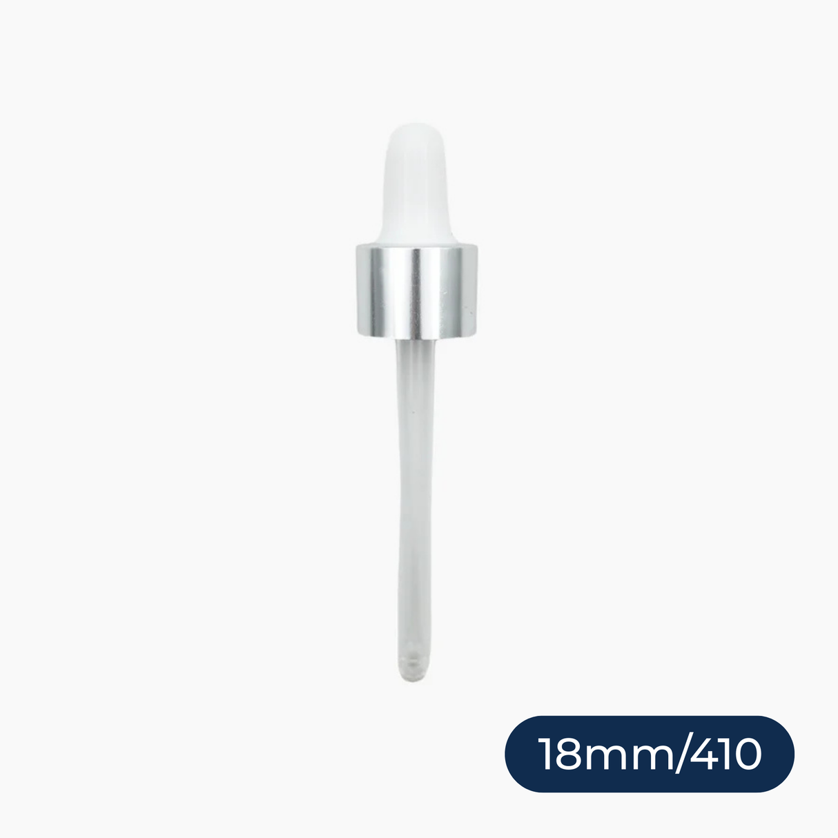 Silver Pipette Dropper (18mm) - White - For 50ml Glass Bottle
