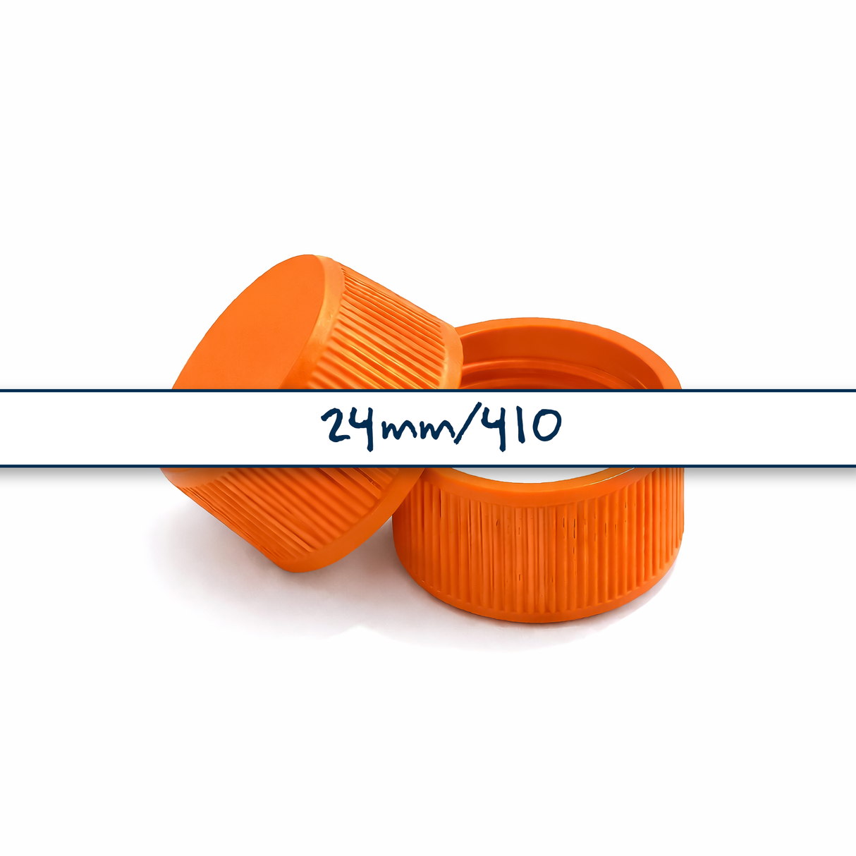 Orange 24mm standard cap with EPE liner for plastic bottles, suitable for cosmetic, personal care and liquid packaging