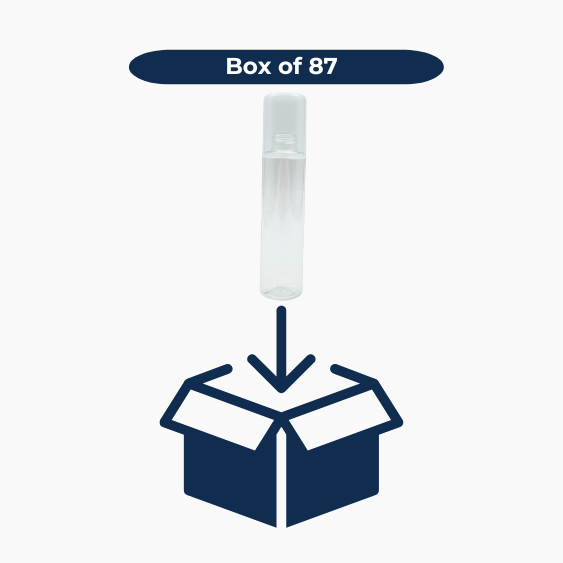 Icon of a box with a my spray bottle 'Box of 87' on a white background
