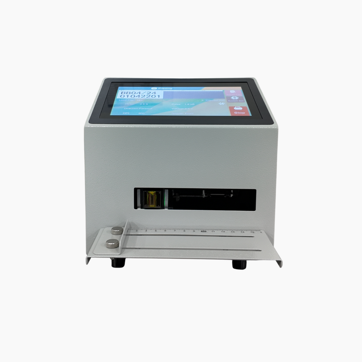 Inkjet batch and date coding printer front facing view