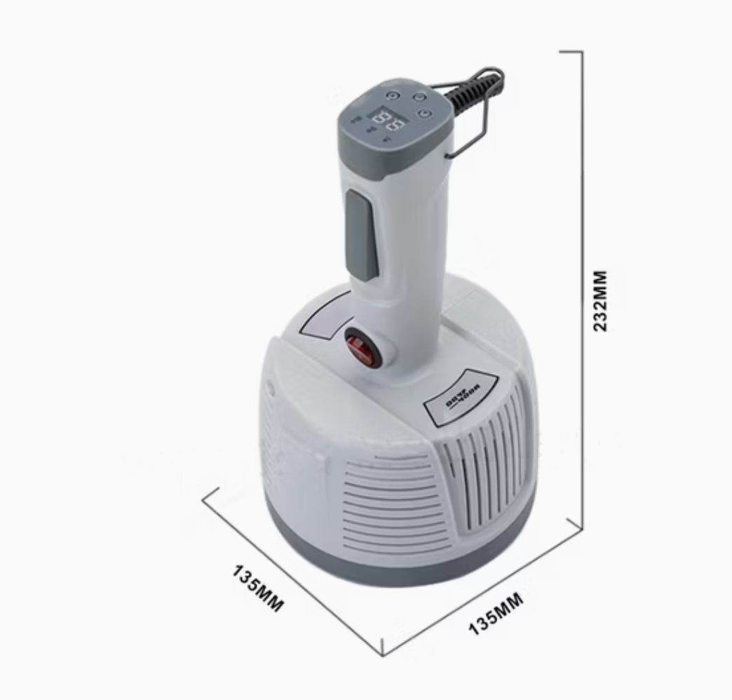 Handheld induction sealing machine side angle with measurements