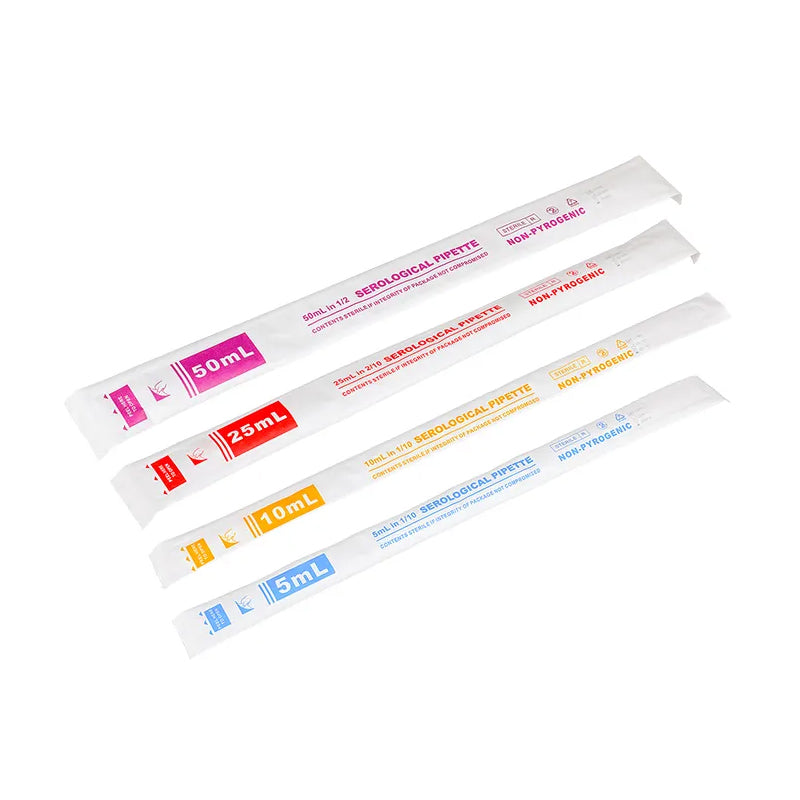 Serological pipettes set of four colours in packaging