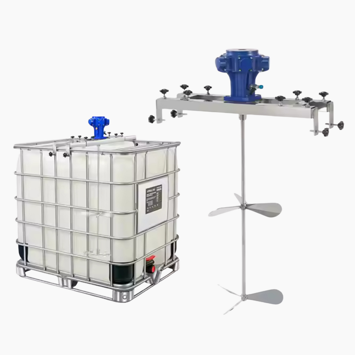 Flowbin mixer 1000 front angle inside and outside bin