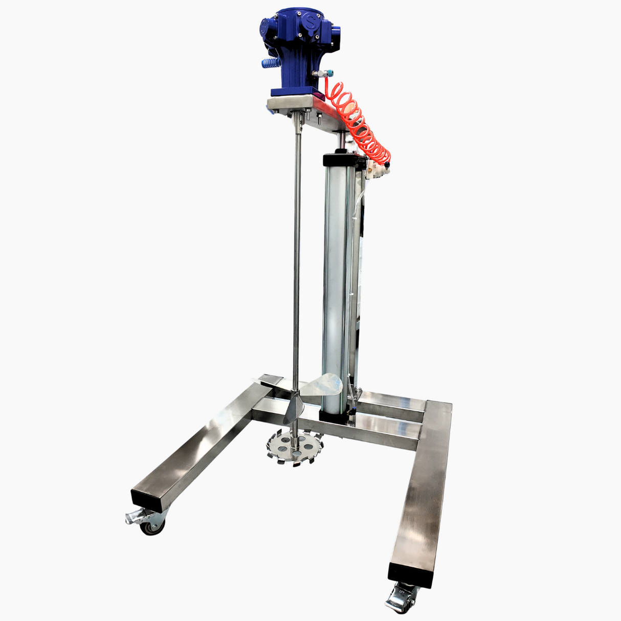 SPRALL pneumatic mixer with lift 200 front angle view