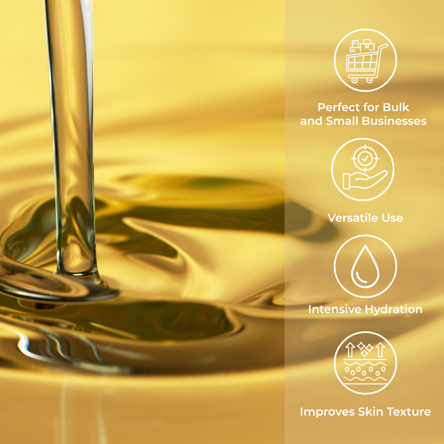 tissue oil being poured and text highlighting benefits